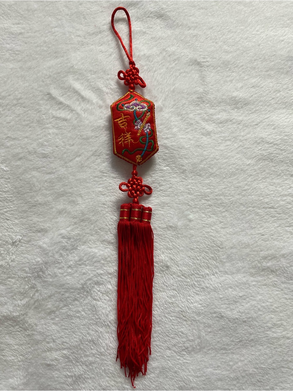 Chinese new year/ lucky red Red Embroidered Chinese Knot Tassel Hanging charm